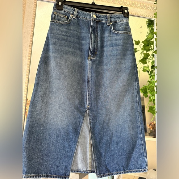 ba&sh Dona Denim Midi Skirt Size M Sold - Picture 3 of 11